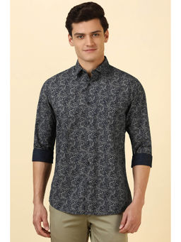 Allen Solly - Men Navy Blue Print Full Sleeves Casual Shirt