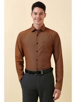 Allen Solly - Men Brown Textured Full Sleeves Formal Shirt