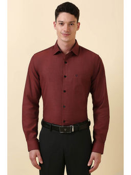 Allen Solly - Men Maroon Textured Full Sleeves Formal Shirt