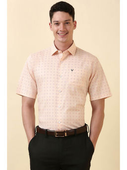 Allen Solly - Men Beige Print Half Sleeves Formal Shirt