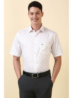 Allen Solly - Men White Print Half Sleeves Formal Shirt