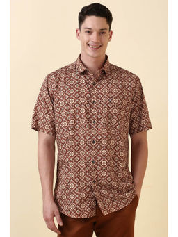 Allen Solly - Men Brown Print Half Sleeves Casual Shirt