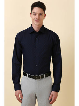 Allen Solly - Men Navy Blue Print Full Sleeves Formal Shirt