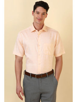 Allen Solly - Men Beige Textured Half Sleeves Formal Shirt