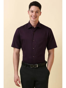 Allen Solly - Men Purple Textured Half Sleeves Formal Shirt