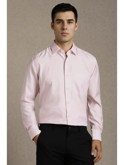 Louis Philippe - Men Pink Textured Full Sleeves Formal Shirt