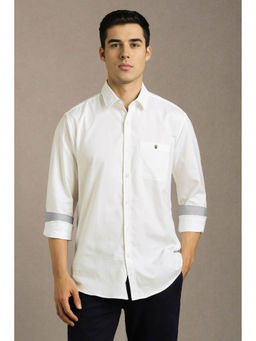 Louis Philippe - Men White Solid Full Sleeves Casual Shirt