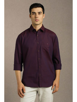 Louis Philippe - Men Purple Solid Full Sleeves Casual Shirt