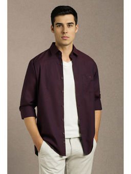 Louis Philippe - Men Purple Solid Full Sleeves Casual Shirt