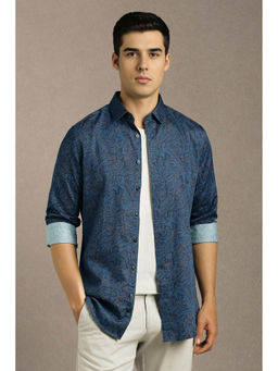 Louis Philippe - Men Blue Print Full Sleeves Casual Shirt