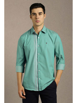 Louis Philippe - Men Green Stripe Full Sleeves Casual Shirt