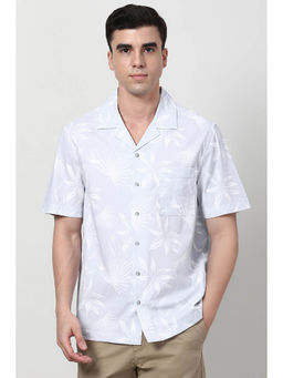 Peter England - Men Light Blue Regular Fit Print Half Sleeves Casual Shirt