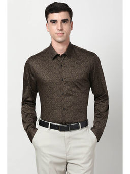 Peter England - Men Brown Slim Fit Full Sleeves Formal Shirt