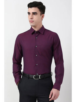 Peter England - Men Purple Slim Fit Full Sleeves Texture Formal Shirt