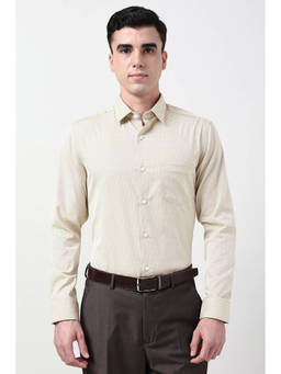 Peter England - Men Beige Slim Fit Full Sleeves Formal Shirt
