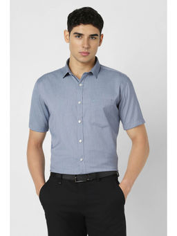 Van Heusen - Men Light Blue Half Sleeves Party Formal Shirt