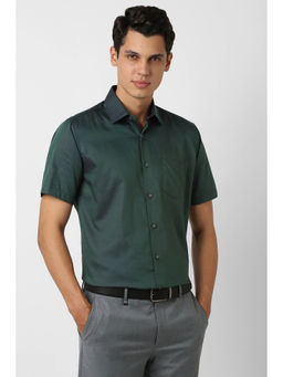 Van Heusen - Men Green Print Half Sleeves Wedding Formal Shirt