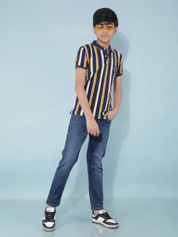 CRIMSOUNE CLUB - Boy's Multi Color Color-Blocked Polo T-Shirt