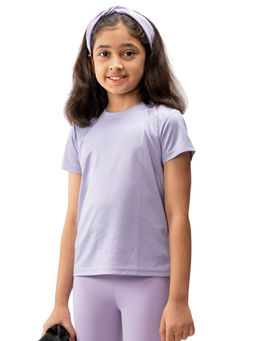 UMILDO - Active Wear Girl's Solid Lavender Half Sleeves T-Shirt