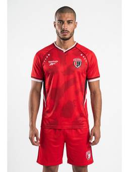Reebok - Men Red Printed V-Neck Jersey