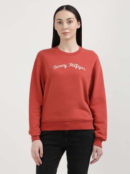 Tommy Hilfiger - Womens Red Solid Sweatshirt