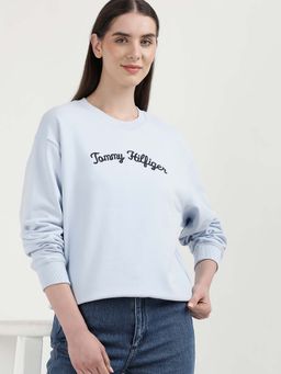 Tommy Hilfiger - Womens Blue Solid Sweatshirt