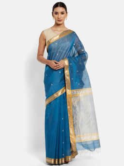 Fabindia - Cotton Silk Maheshwari Woven Sari without Blouse