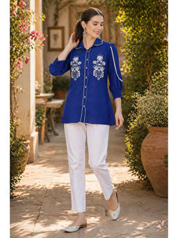 Nayam by lakshita - Nayam Blue Button-Down Embroidered Shirt