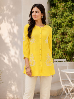 Nayam by lakshita - Embroidered Above Knee Cotton Tunic for Women
