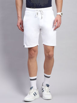 Monte Carlo - Mens White Solid Regular Fit Bermuda