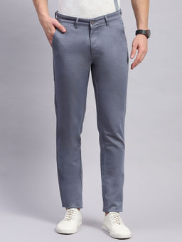 Monte Carlo - Mens Grey Solid Regular Fit Trouser