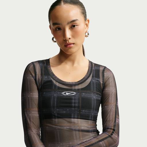 Nike Sportswear - Women's Slim Long-Sleeve Checked Mesh Top