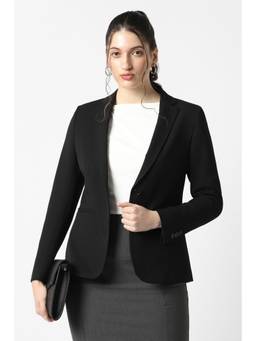 Van Heusen - Women Black Solid Blazer