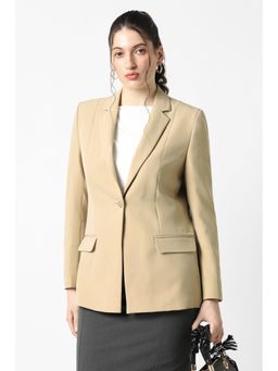 Van Heusen - Women Beige Solid Blazer