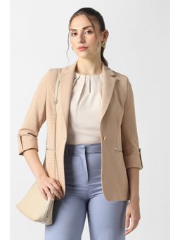 Van Heusen - Women Cream Solid Blazer