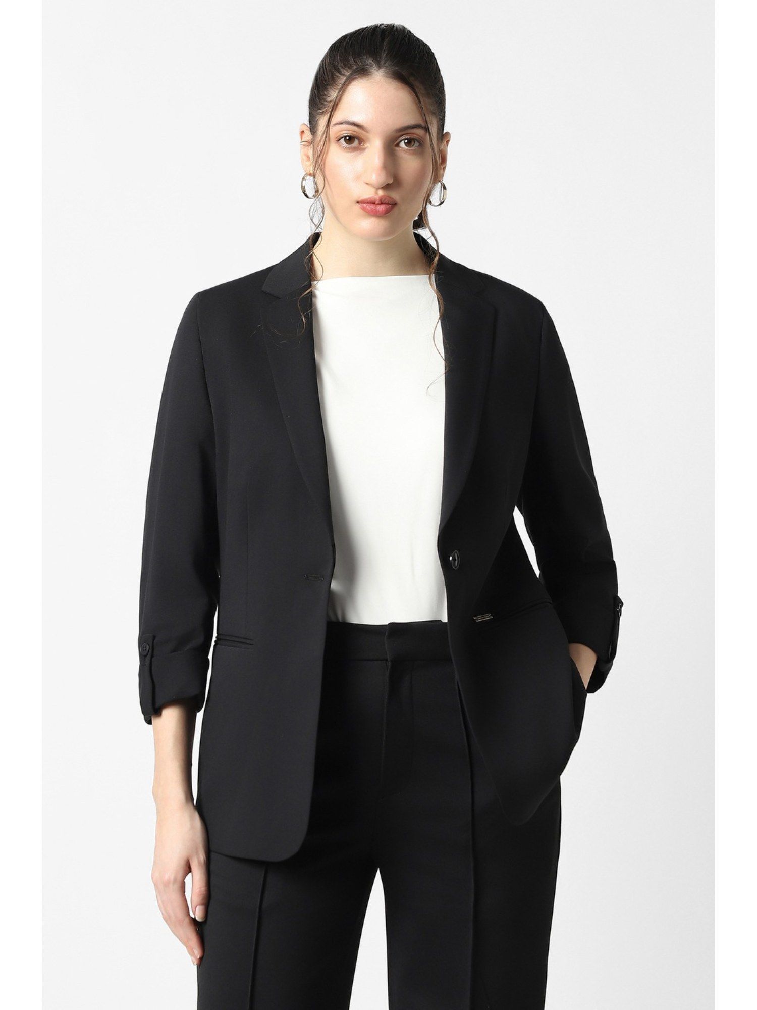 van heusen Women Black Solid Blazer-picture-27