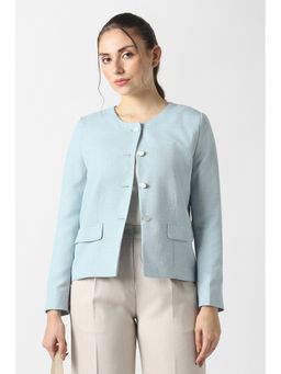 Van Heusen - Women Blue Textured Blazer
