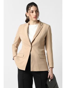 Van Heusen - Women Beige Solid Blazer
