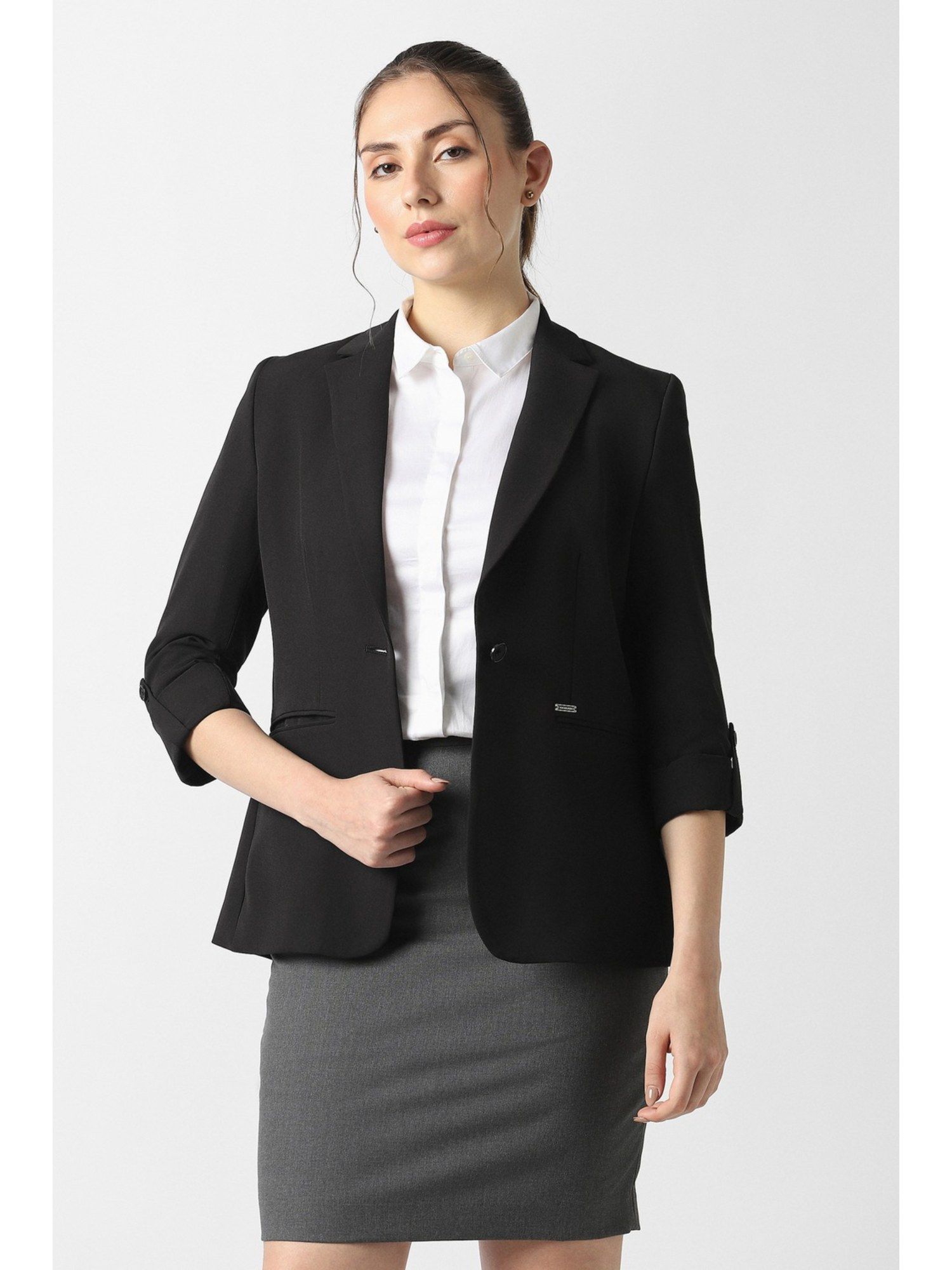 van heusen Women Black Solid Blazer-picture-34