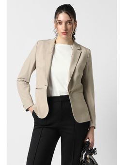Van Heusen - Women Beige Solid Blazer