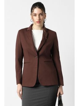 Van Heusen - Women Maroon Solid Blazer