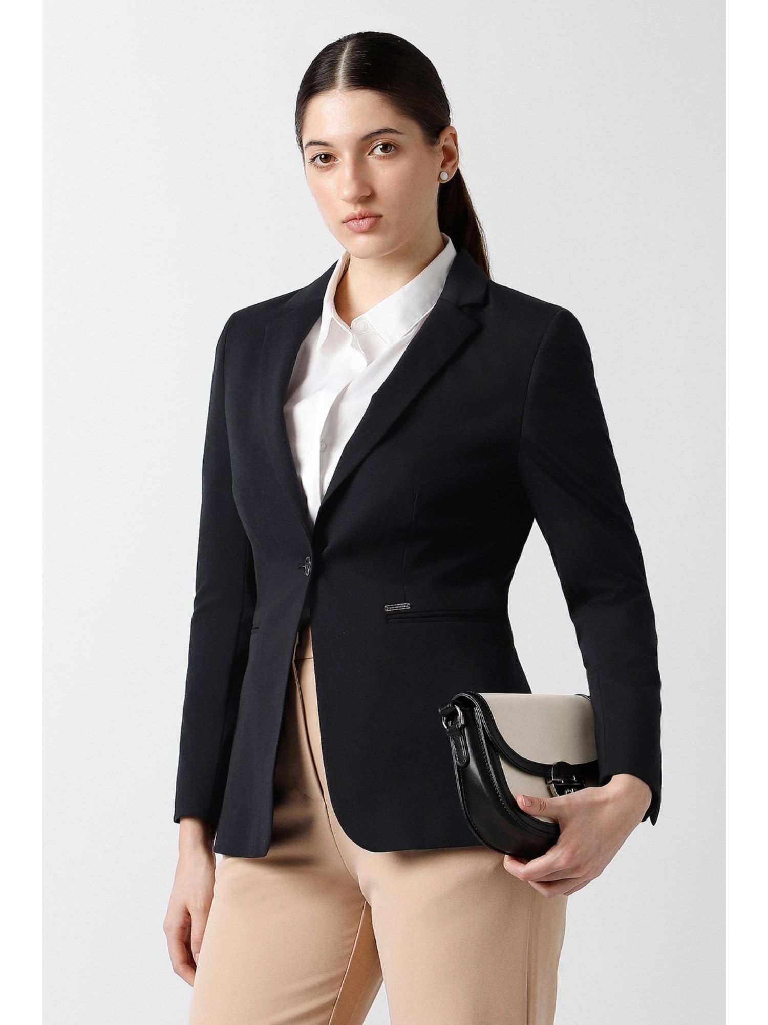 van heusen Women Black Solid Blazer-picture-15