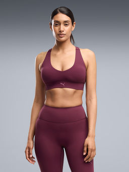 Puma - Shape Luxe Womens Mid Maroon Sports Bra
