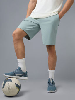 Technosport - Men Solid Slim Fit Sea Green Sports Shorts