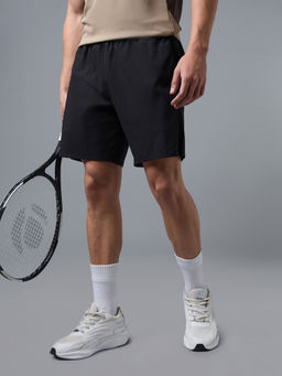 Technosport - Men Solid Regular Fit Black Sports Shorts with Ts Duraflex