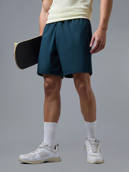 Technosport - Men Solid Regular Teal Sports Shorts with Ts Duraflex