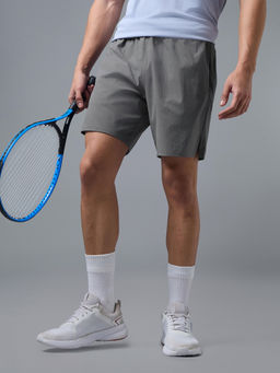 Technosport - Men Solid Regular Fit Grey Sports Shorts with Ts Duraflex