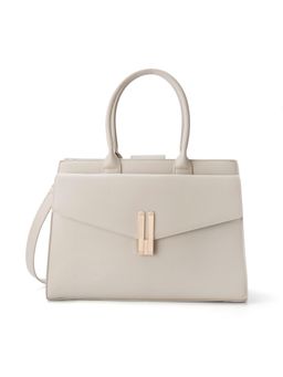 Lino Perros - Women Monroe Structured Beige Satchel Bag with Detachable Strap