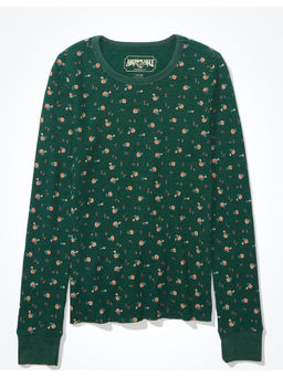 American Eagle - Women Green Long-sleeve Thermal T-shirt