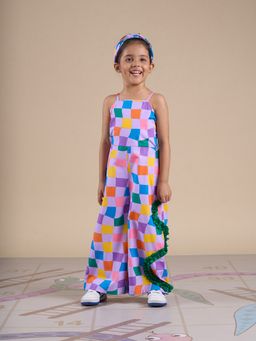 Lil Drama - Snakes and Ladders Girls Multi Color Rotary Print Jumpsuit